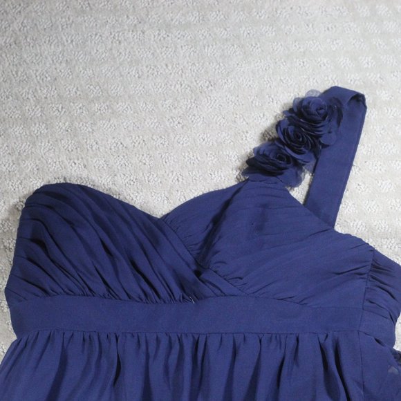 Alfred Angelo Navy Blue Chiffon Formal Mini Dress - Picture 3 of 6